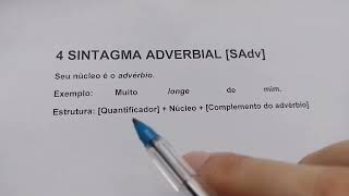 Sintagma Adverbial SAdv Quantificador  Núcleo  Complemento do Advérbio [upl. by Nosnehpets]