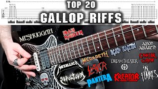 TOP 20 GALLOP GUITAR RIFFS  With Tabs [upl. by Anneuq]