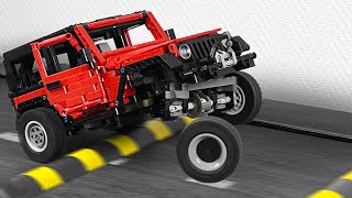 Cars vs MASSIVE Speed Bumps JEEP Wrangler Lego technic on a treadmill [upl. by Atidnan]