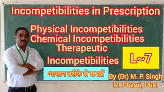 Incompatibilities or Error in Prescription  Pharmaceutics I BPharm  DPharm  L5 [upl. by Harelda]