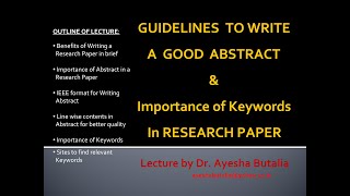 How to Write a Good Abstract and Importance of Keywords in Research Paper [upl. by Ennyroc]