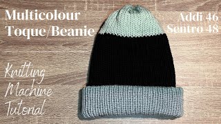 Multicolour Toque on a Circular Knitting Machine  Full Tutorial  Addi 46  Sentro 48 [upl. by Ylra]