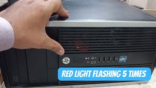 HP Compaq elite 8300 tower  Red light blinking 5 times  power button light blinking  5 beep codes [upl. by Onaicilef]