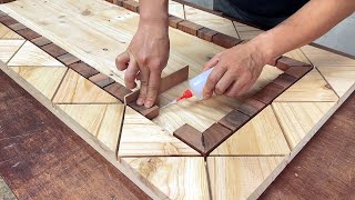 Recycle Pallet Wood Effectively  Make A Super Beautiful Table From Pallet Wood And Epoxy Glue [upl. by Atinrahc]