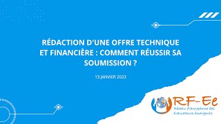 Rédaction dune offre technique et financière  comment réussir sa soumission [upl. by Oiceladni892]