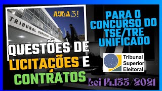 Gestão de Contratos para o TSETRE Unificado  CESPE  Questões inéditas  Aula 3 [upl. by Artina674]