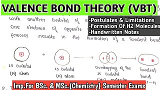 Valence Bond Theory  Limitations Of VBT  Formation Of H2 Molecule In VBT kanhaiyapatel [upl. by Nnylamme]