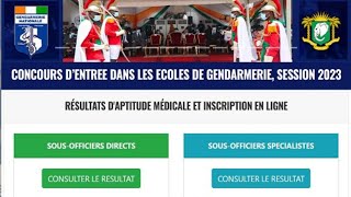 Concours DEntrée A La Gendarmerie 2023  Les Résultats Visite Médicale Disponibles  Inscription [upl. by Eixel277]