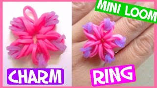 Rainbow Flower CharmRing with Mini Loom SUPER EASY [upl. by Rene30]