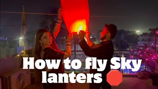 Kaise udaaye SKY LANTERNS  🤔  How to fly Sky lanterns 🔴 [upl. by Berkow]