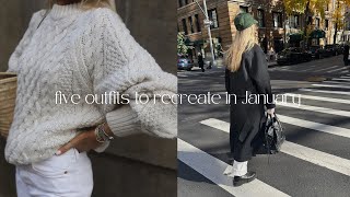 5 LOOKS TO WEAR ON REPEAT IN JANUARY 2024  EASY OUTFITS TO RECREATE  LOOKBOOK [upl. by Ronica]