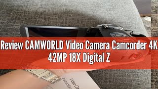 Review CAMWORLD Video Camera Camcorder 4K 42MP 18X Digital Zoom Vlogging Video Camera Recorder for Y [upl. by Amzaj90]