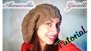 Tutorial cappello lungo uncinetto  How to crochet a slouchy hat [upl. by Verbenia]