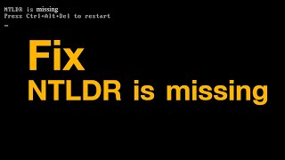 Fix NTLDR is missing [upl. by Vento]