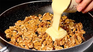 Mix condensed milk with walnuts You will be amazed Dessert in a minute No baking [upl. by Ennovi]