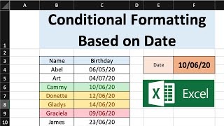 Conditional Formatting Based on Date in Excel and how to make it Dynamic  Tutorial [upl. by Idnib]