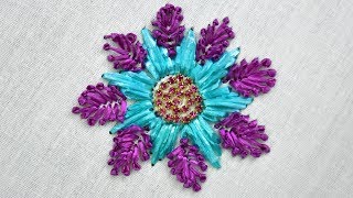 Learn how to make Beautiful Flower using Raffia Ribbon  Hand Embroidery Tutorial for beginners [upl. by Hebert]