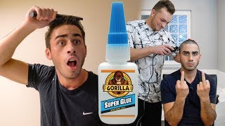 EXTREME SUPER GLUE IN HAIR GEL PRANK [upl. by Tuckie]