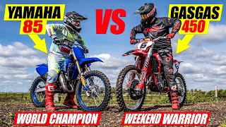 World Champion on 85cc vs Weekend Warrior on 450 4 Stroke [upl. by Ellenaj]