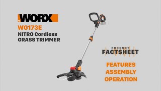 Worx WG173E Cordless Grass Trimmer  Factsheet  WORX UK [upl. by Ramu439]