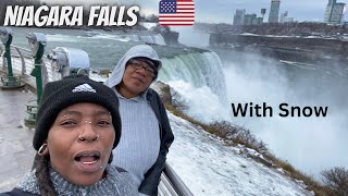 Winter travel vlog Niagara Falls Covered in SnowNew York side roadtrip niagarafalls newyork [upl. by Tirzah450]