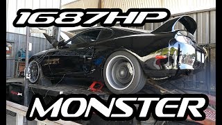 1687WHP MONSTER Supra BRUTAL Dyno Runs [upl. by Aneeroc]