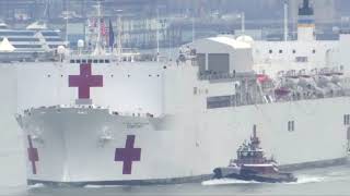 US Navy hospital ship arrives in New York [upl. by Odetta]