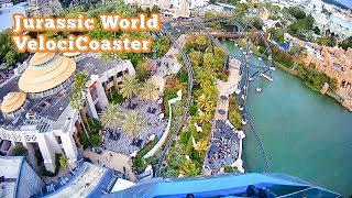 Jurassic World VelociCoaster  Front Row POV 2024 [upl. by Enitsirk439]