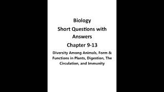 First Year Class 11 Biology Chapter 913  Short Questions with Answers [upl. by Clarisse]