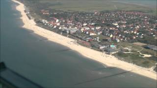 Inselrundflug mit Seitenwindlandung Wangerooge in Full HD [upl. by Harobed237]