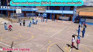 Juegos predeportivos fútbol relevos en conducción en cruz y en zigzag [upl. by Gard]