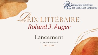 Lancement du Prix littéraire Roland J Auger [upl. by Lezti109]