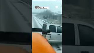 Truck Crashes into Snowplow After Trying to Pass [upl. by Ahcsrop]