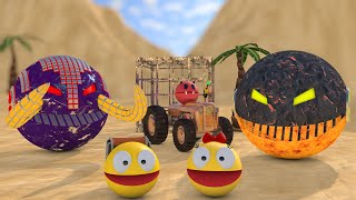 Pacman vs Mini Boss Pacman amp Lava Robot amp Mammoth Robot Monsters [upl. by Yesnik804]