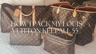 HOW I PACK MY LOUIS VUITTON KEEPALL 55 FOR A WEEKEND TRIP 🤎 [upl. by Garrick]