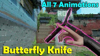 Valorant Butterfly Knife Showcasing all 7 Animations Slow Motion Included [upl. by Ynehpets]