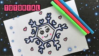 🎄 DISEGNARE UN FIOCCO DI NEVE 🎄TUTORIAL 🎄 DISEGNI KAWAII [upl. by Ehcram667]