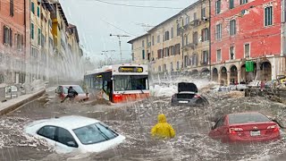 Italy went underwater Heavy flooding sweeps away cars and people in Catania Sicily Europe [upl. by Udenihc]