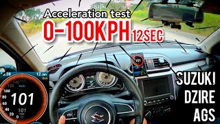 Acceleration test  0100kph  Suzuki Dzire AGS  Manual mode 1 year Review POV Drive [upl. by Rundgren]