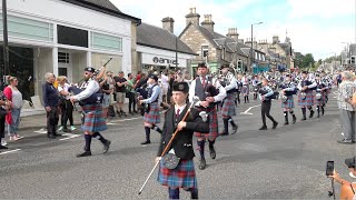 Scotland the Brave as Burntisland Pipe Band march along street to 2023 Pitlochry Highland Games [upl. by Canute]