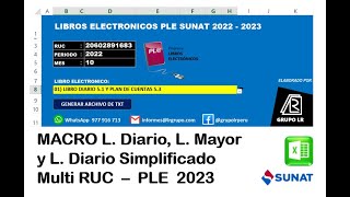 Macro para Libros Electrónicos Diario Mayor y Diario Simplificado PLE 2023 SUNAT  Multi RUC [upl. by Candless]