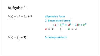 Parabel zeichnen allgemeine Form in Scheitelpunktform [upl. by Hannaoj]