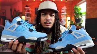 WHY THESE ARE THE BEST SNEAKERS IN 2021  AIR JORDAN 4 UNC UNIVERSITY BLUE REVIEW  ON FOOT IN 4K [upl. by Hillhouse]