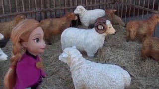 Disney Frozen Elsa and Anna go to a farm to see animals play at the playground and have fun [upl. by Waldack568]