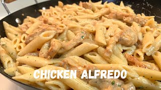 Lazy Creamy Chicken Alfredo Pasta Recipe  Alfredo From A Jar [upl. by Whitman48]