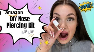 DIY  Amazon nose piercing kit  OMG  Watch me pierce my nose [upl. by Hegarty]