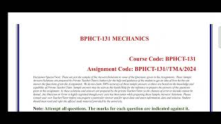 bphct 131 Solved assignment 2024  ignou bphct 131 solved assignment 2024  pdf wtsp 8228091239 [upl. by Kati]