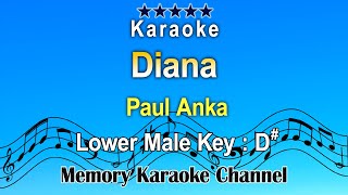 Diana Karaoke Paul Anka  Low Male Tone Key D [upl. by Loftus799]