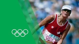 An Unforgettable Marathon Finish  Gabriela AndersenSchiess  Olympic Rewind [upl. by Story]