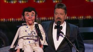 Terry Fator Gives BEST Elvis Impression on AGT Holiday Show 2016 [upl. by Yenaffit]